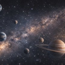 Pequenas mas misteriosas, conheça as luas que orbitam outros planetas - Imagem gerada por i.a 