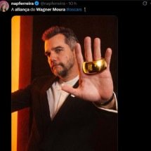 Aliança de Wagner Moura rouba a cena no Oscar 2026: ‘Bem casado’ - Redes Sociais / Reprodu&ccedil;&atilde;o
