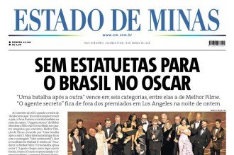 Confira a capa do Estado de Minas do dia 16/03/2026