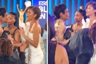 Teyana Taylor e Zendaya conversando em premiação -  (crédito: Redes sociais / reprodução)