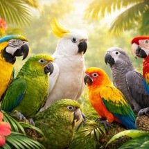 Papagaios pelo mundo: a incrível diversidade de cores, formas e espécies - imagem gerada por i.a 