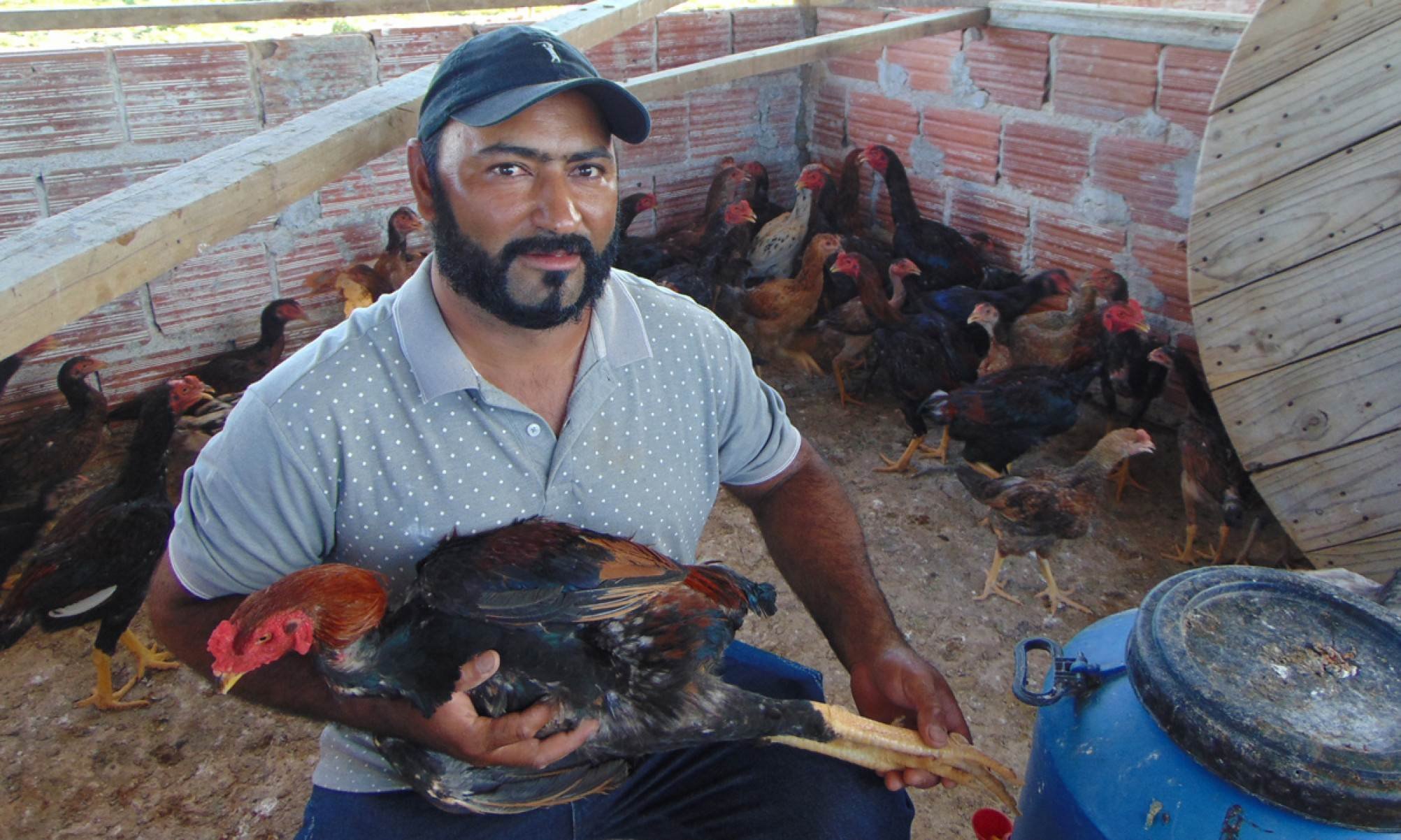 Douglas Martins da Silveira, ex-migrante e hoje criador de aves em Jana&uacute;ba, no Norte de Minas
