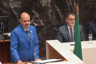 Simões discursou na ALMG ao tomar posse no governo -  (crédito: Leandro Couri/EM/D.A. Press)