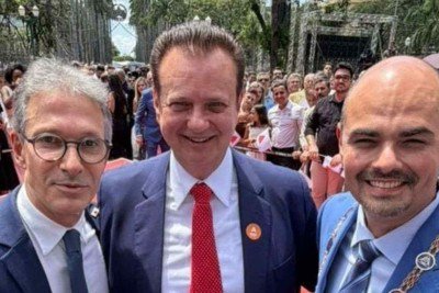 Romeu Zema, Gilberto Kassab e Mateus Simões -  (crédito: Reprodução/Redes Sociais)