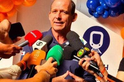 Diretor Geral do Metrô BH Júlio Freitas em entrevista coletiva sobre os 3 anos do metrô -  (crédito: Jair Amaral/EM/D.A Press)