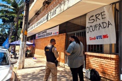 Ocupação pacífica da SindUTE teve averiguação da Polícia Militar por denúncia de 'desordem' -  (crédito: Jair Amaral/EM/D.A. Press)