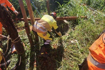 Funcionários do galpão ouviram um barulho ao chegarem para trabalhar -  (crédito: Reprodução/CBMMG)