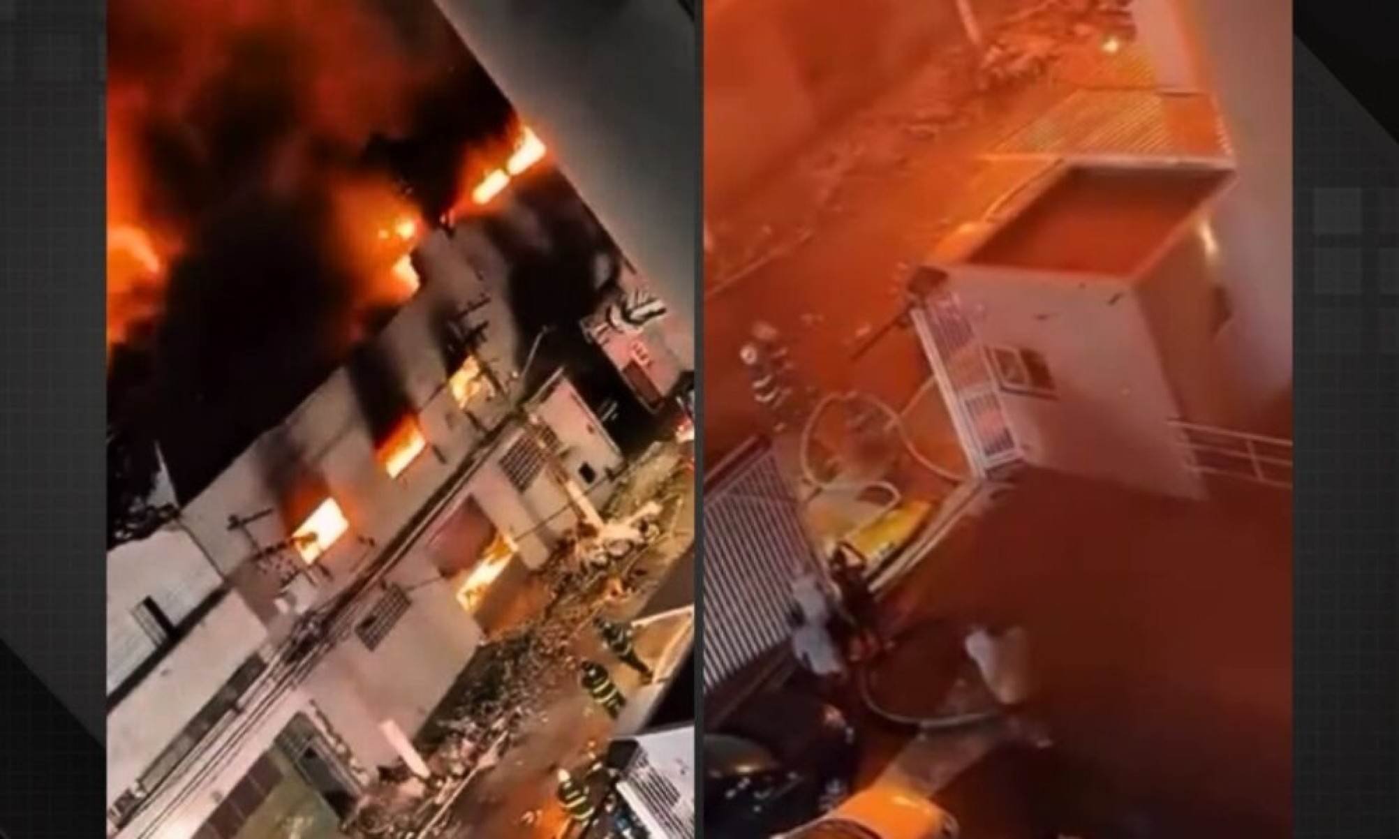 Incêndio de grandes proporções atinge fábrica no Brás, 30 viaturas combatem chamas -  (crédito: Tupi)
