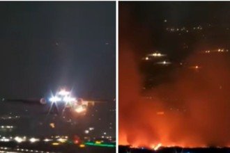 Motor de avião explodiu segundos depois da decolagem -  (crédito: Aviação Guarulhos / YouTube)