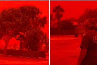 Ciclone deixou céu da Austrália vermelho -  (crédito: Redes sociais)