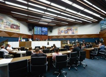 Plenário da Câmara de BH durante votação que aprovou o PL da Verticalização em primeiro turno -  (crédito:  Claudio Rabelo/CMBH)