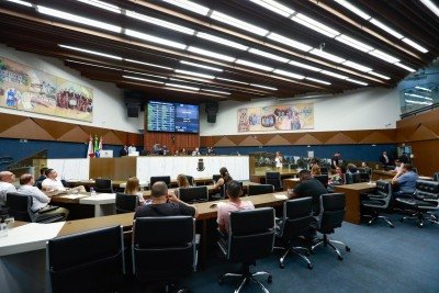 Plenário da Câmara de BH durante votação que aprovou o PL da Verticalização em primeiro turno -  (crédito:  Claudio Rabelo/CMBH)