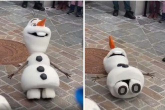 Animatrônico do Olaf 'desmaia' em apresentação -  (crédito: Redes sociais)