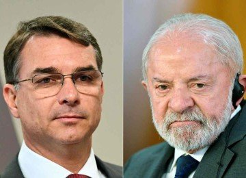 Lula e Flávio Bolsonaro farão uma campanha eleitoral polarizada -  (crédito: EVARISTO SÁ/AFP)