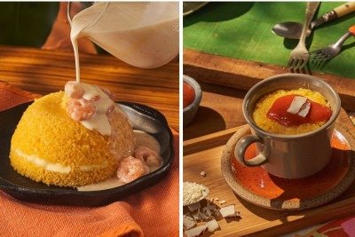 As receitas de cuscuz salgado com camar&atilde;o e o bolinho doce de micro-ondas s&atilde;o op&ccedil;&otilde;es pr&aacute;ticas para refei&ccedil;&otilde;es em casa. -  (crédito: Deline Cremosa / reprodu&ccedil;&atilde;o)