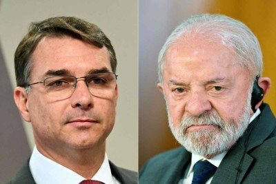 Lula e Flávio Bolsonaro farão uma campanha eleitoral polarizada -  (crédito: EVARISTO SÁ/AFP)