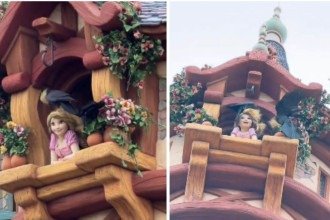 Rapunzel continuou cantando na atração mesmo sendo atacada por corvos -  (crédito: Redes sociais / reprodução)
