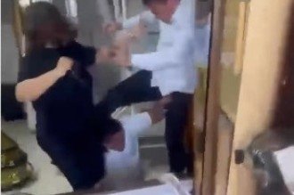 A Polícia Militar foi acionada e conseguiu conter a situação no local -  (crédito: Reprodução/Redes Sociais)