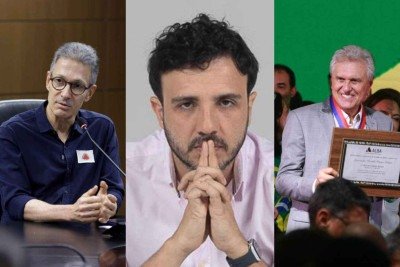 Romeu Zema (Novo), Renan Santos (Missão) e Ronaldo Caiado (PSD) têm empate técnico em pesquisa de intenções de voto para presidente em MG -  (crédito: Gil Leonardi/Imprensa MG - Platobr Política - Fernando Vivas/Folhapress)