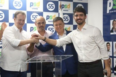 Da esquerda para a direita: Gilberto Kassab, Mateus Simões, Carlos Viana e Cássio Soares -  (crédito: Marcos Vieira/EM/D.A. Press)