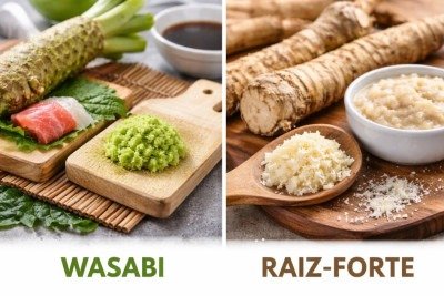 O wasabi e a raiz-forte são frequentemente confundidos, especialmente porque ambos provocam uma sensação picante intensa. Apesar disso, tratam-se de plantas diferentes, com origens e características próprias. A semelhança no ardor é o principal motivo da associação entre elas. -  (crédito: Imagem gerada por i.a )