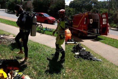 O Corpo de Bombeiros montou uma operação para procurar o homem na água -  (crédito: CBMMG/Divulgação)