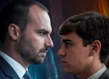Eduardo Bolsonaro usa montagem com IA de embate com Nikolas como gancho para mobilizar eleitores no exterior
 -  (crédito: Divulgação)