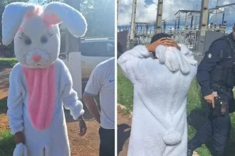 Adolescente vestido de Coelhinho da Páscoa foi apreendido no Mato Grosso -  (crédito: PMMT)