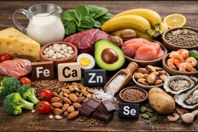 Os minerais são nutrientes essenciais para o funcionamento do organismo e precisam ser obtidos por meio da alimentação. Diferentemente das vitaminas, eles são elementos químicos que atuam em processos como a formação de ossos, a produção de energia e o equilíbrio do corpo. -  (crédito: Imagem gerada por i.a )