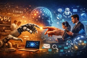 A inteligência artificial já nasceu há 70 anos - e isso muda tudo -  (crédito: imagem criada por IA/Acervo Estado de Minas)