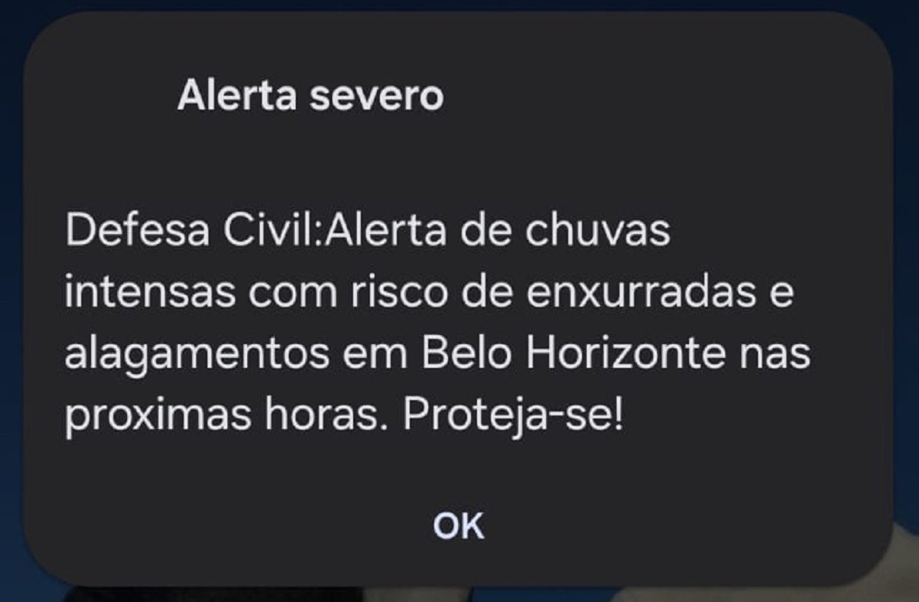 Aletra de Defesa Civil Municipal chegou cerca de 20 minutos depois do in&Atilde;&shy;cio da chuva