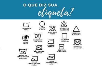 Muitas pessoas removem as etiquetas das roupas, mas os símbolos nelas contidos são importantes. Eles indicam formas corretas de lavagem, secagem e conservação das peças.
 -  (crédito:  Reprodução de Facebook Lavanderia do Shopping)