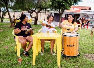 Ana Cristina, Renata e Rafaela resolveram criar o Samba das Exaustas em 2023, depois de várias participações em rodas de samba como convidadas -  (crédito: Anacris/Divulgação)