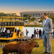 O que diria JK se deparasse com o Capivarã na Pampulha? - Imagem gerada por IA