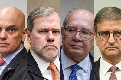 Os ministros do STF Alexandre de Moraes, Dias Toffoli e Gilmar Mendes -  (crédito: Evaristo Sá/AFP, Sérgio Lima/AFP, Sérgio Lima/AFP e Evaristo Sá/AFP)