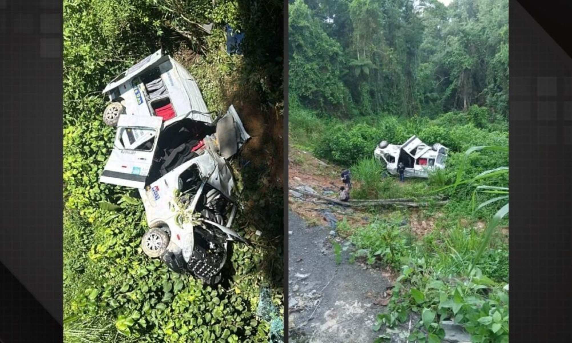 Van cai em ribanceira em Angra dos Reis e deixa 11 feridos -  (crédito: Tupi)