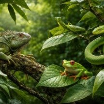 Nem só de plantas vive o verde: animais que surpreendem na natureza - Imagem gerada por i.a 