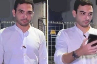 Barata anda em repórter, momentos antes de ele entrar ao vivo -  (crédito: TV Globo / reprodução)