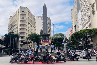O ato começou às margens do Anel Rodoviário, na altura do viaduto São Francisco, na região Nordeste da capital -  (crédito: Edésio Ferreira/EM/DA Press)