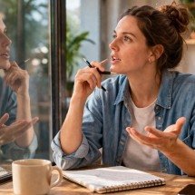 Falar sozinho não é sinal de estranheza: a psicologia explica como o hábito pode melhorar foco, organização mental e tomada de decisões - Imagem gerada por i.a 