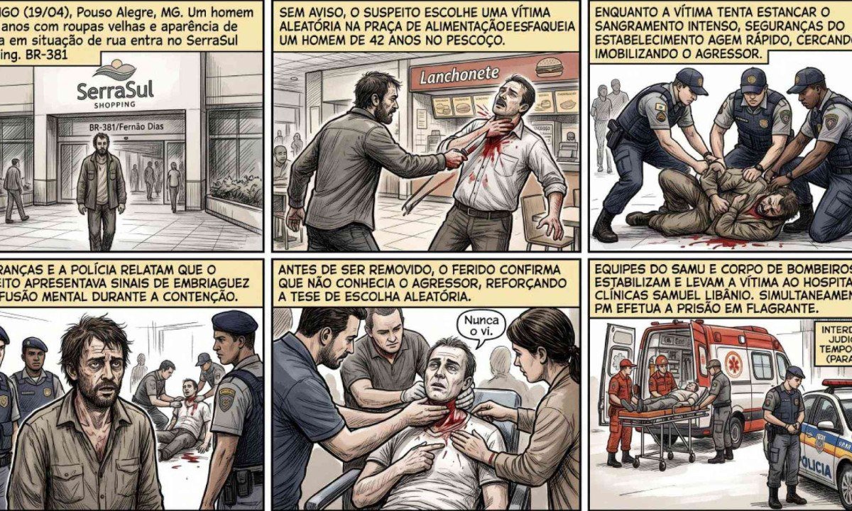 Suspeito que aparentava ser pessoa em situa&ccedil;&atilde;o de rua entra no shopping e desfere facada em frequentador