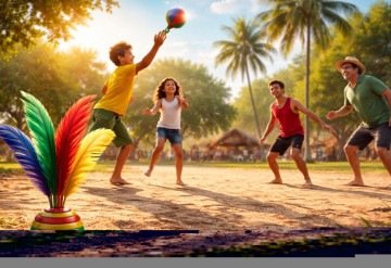 A peteca Ã© um dos brinquedos mais tradicionais do Brasil, conhecida por sua simplicidade e pela capacidade de entreter pessoas de diferentes idades. Sua origem remonta aos povos indÃ­genas brasileiros, muito antes da chegada dos europeus ao continente. Feita inicialmente com palha, folhas e penas, ela jÃ¡ era usada como forma de lazer e tambÃ©m de treinamento fÃ­sico. A prÃ¡tica consistia em manter o objeto no ar com as mÃ£os, sem deixÃ¡-lo cair no chÃ£o. Com o tempo, o brinquedo atravessou geraÃ§Ãµes e r -  (crédito: Imagem gerada por i.a )