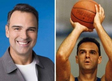 Tadeu Schmidt, à esquerda, e o irmão, Oscar Schmidt, à direita  -  (crédito: Divulgação)