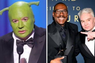 Mike Myers homenageou o amigo, Eddie Murphy, ao lembrar parceria dos dois em 'Shrek' -  (crédito: AFI Life Achievement Awards)