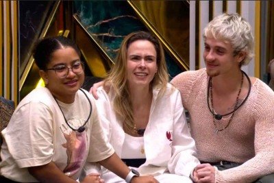 Milena Moreira, Ana Paula Renault e Juliano Floss se tornaram finalistas do reality, na noite em que o pai da jornalista mineira morreu -  (crédito:  globo/reprodução)