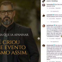 Juliano Cazarré anuncia evento para homens conservadores; atrizes reagem - Redes Sociais/Reprodu&ccedil;&atilde;o