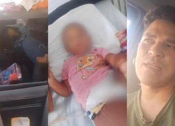 Família dorme em carro após filha de dois anos ser internada para tratament -  (crédito: Imagem cedida pela famÃ­lia/Terra do Mandu)