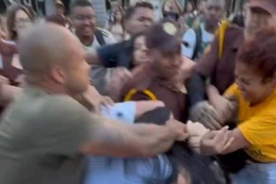 Seguranças da UFMG pediram que dupla bolsonarista deixasse o local após cenas de violência -  (crédito: Instagram/Reprodução)