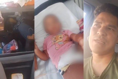 Família dorme em carro após filha de dois anos ser internada para tratament -  (crédito: Imagem cedida pela famÃ­lia/Terra do Mandu)