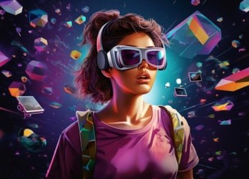 Ilustração mostra mulher em um universo de imersão -  (crédito: Freepik)